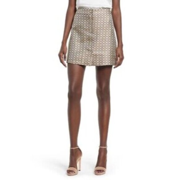 WAYF Daisy Foulard Print Lined Mini Skirt NWT Button Detail Size S - Picture 1 of 5